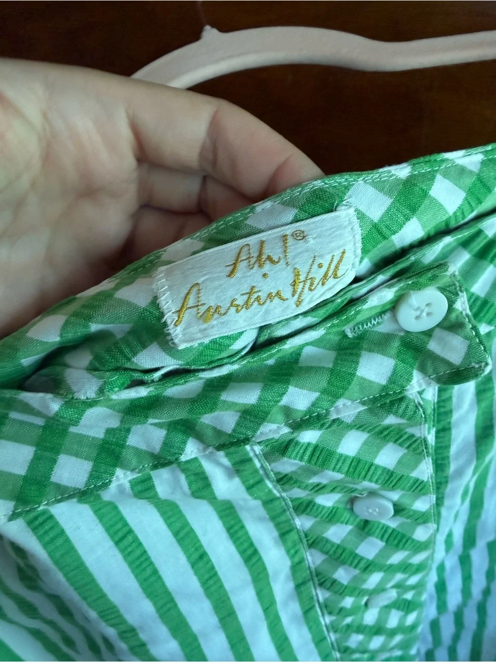 VINTAGE AUSTIN HILL Striped Gingham Mini Skirt Button Down Cute Picnic A Line M
